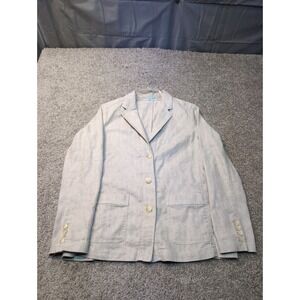 J McLaughlin Womens Blazer Jacket Linen Blend Herringbone Tan Size Medium